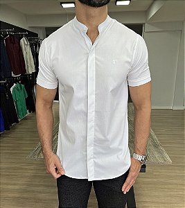Camisa gola padre manga curta branco ref 02