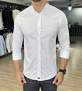 Camisa gola padre slim fit elegant branco