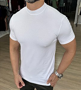 Camiseta Gola Alta Suedine Branco