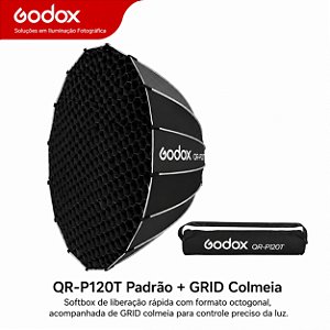 Softbox Parabólico 120cm Godox QR-P120T Quick Release com Grid