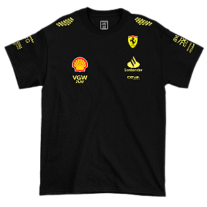 Camiseta Ferrari Preta/ Amarela