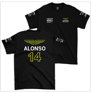 Camiseta Aston Martin Alonso Preta
