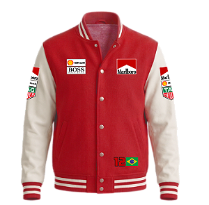 Moletom Varsity Marlboro 12 Off White/Vermelho (unissex)
