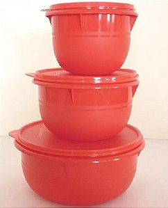 kit tupperware vermelho  3 peças