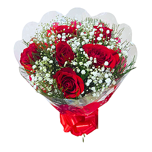 Buquê Especial 6 Rosas Vermelhas
