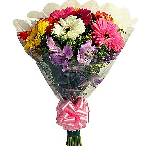 Buquê Colorido de Gérberas com Astromélias