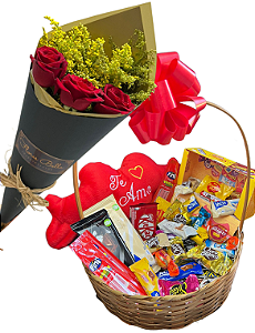 Cesta Doce Amor + Buquê Black