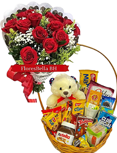 Kit Meigo (Café Meigo + Buquê 12 rosas)