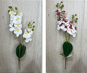 Haste Artificial de Orquídea Phalaenopsis com Folhas e Botões Decorativos