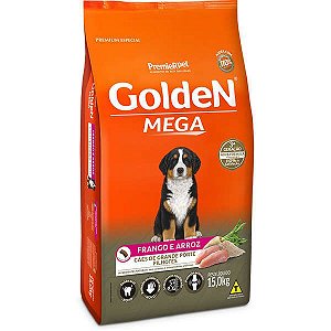 Ração Golden Mega Cães Filhotes Raças Grandes Frango E Arroz 15 Kg