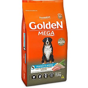 Ração Premier Golden Mega Cães Adultos Raças Grandes Frango E Arroz 15 Kg