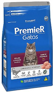 Ração Premier Ambientes Internos Pelos Longos Para Gatos Adultos Sabor Frango
