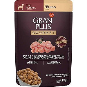 Ração Úmida Gran Plus Sachê Gourmet Frango para Cães Filhotes