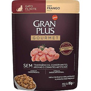 Ração Úmida Gran Plus Sachê Gourmet Frango para Gatos Filhotes 85g