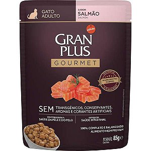Ração Úmida Gran Plus Sachê Gourmet Salmão para Gatos Adultos 85g
