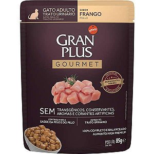 Ração Úmida Gran Plus Sachê Gourmet Trato Urinário Frango para Gatos Adultos 85g