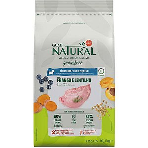 Ração Guabi Natural Grain Free Frango e Lentilha para Cães Adultos Raças Mini e Pequenas