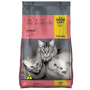 Ração Three Cats Original Sabor Carne para Gatos Adultos