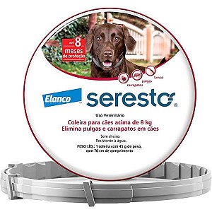 Coleira Antipulgas e Carrapatos Seresto para Cães acima de 8 Kg