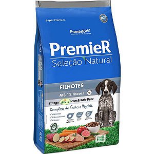 Ração Premier Pet Seleção Natural Frango Korin com Batata Doce Cães Filhotes