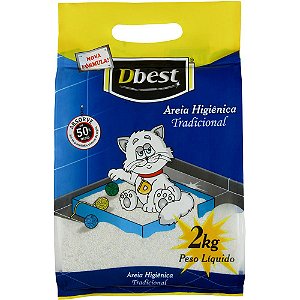 Areia Higiênica para Gatos Tradicional Fina 2Kg - DBEST