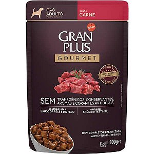 Ração Úmida Gran Plus Sachê Gourmet Carne para Cães Adultos 100g