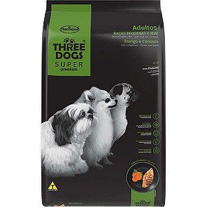 Ração Three Dogs Super Premium Frango e Cenoura para Cães Adultos Raças Pequenas e Mini