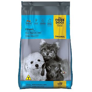 Ração Three Dogs Original Frango, Carne e Arroz para Cães Filhotes Raças Pequenas e Mini