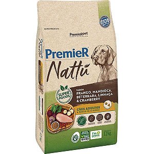 Ração Seca PremieR Pet Nattú Mandioca para Cães Adultos 12 Kg