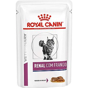 Ração Royal Canin Sachê Feline Veterinary Diet Renal Frango para Gatos com Doença nos Rins 85 g