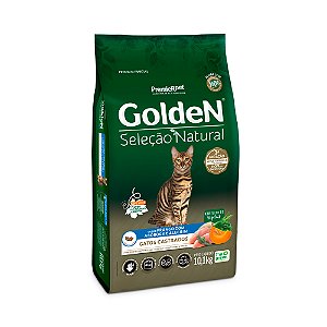 Ração Golden Seleção Natural Gatos Castrados Frango com Abóbora e Alecrim