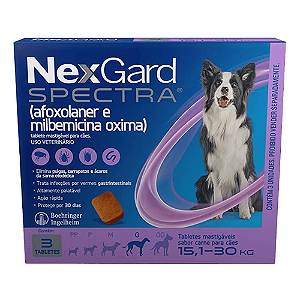 Antipulgas e Carrapatos NexGard Spectra para Cães de 15,1 a 30 Kg