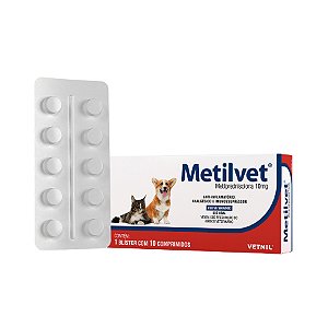 Anti-inflamatório Metilvet 10 Comprimidos Vetnil para Cães e Gatos 10mg