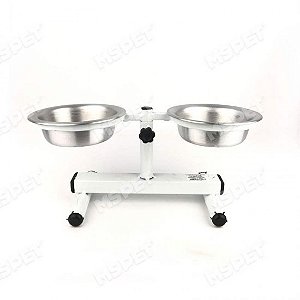 Comedouro Alumínio Regulável Duplo Pequeno