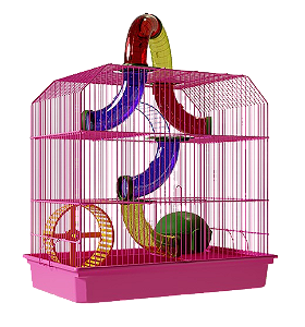Gaiola Hamster Super Cubo Epoxi Rosa