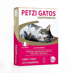 Vermífugo Petzi Gato Ceva - 4 Comprimidos