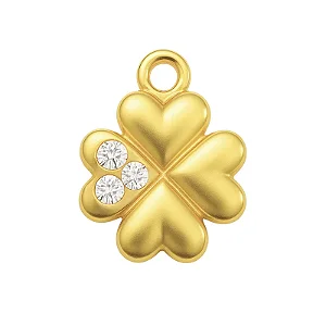 PINGENTE MINI TREVO ZIRCÔNIA B. OURO 18K