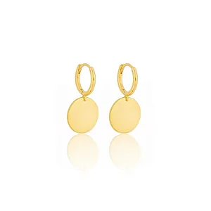 BRINCO ARGOLA MEDALHA 8MM B. OURO 18K