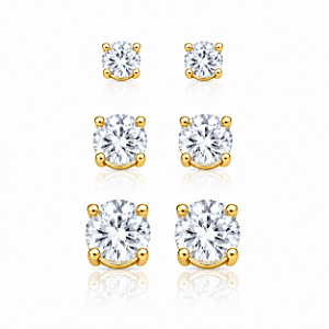 KIT BRINCO TRIO PONTO DE LUZ 4MM, 6MM, 8MM B. OURO 18K