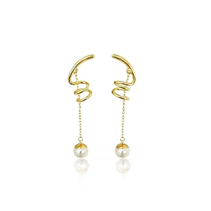 BRINCO ESPIRAL PÉROLA B. OURO 18K