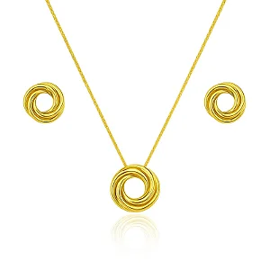 CONJUNTO CIRCULO ESPIRAL B. OURO 18K