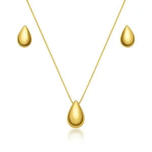 CONJUNTO GOTA ABAULADO B. OURO 18K