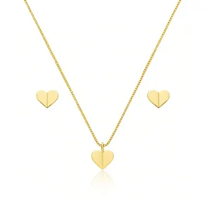 CONJUNTO MINI CORAÇÃO B. OURO 18K