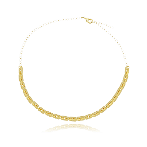 CHOKER ELOS RETANGULARES B. OURO 18K