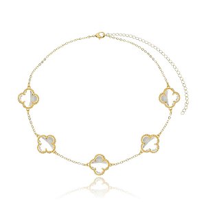CHOKER TREVO CRISTAL 14MM B. OURO 18K