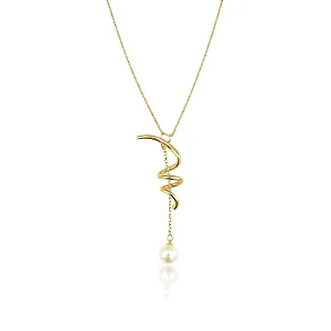 COLAR LONGO ESPIRAL PÉROLA B. OURO 18K