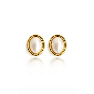 BRINCO OVAL PEROLADO B. OURO 18K