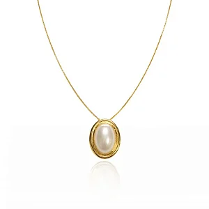 COLAR OVAL PEROLADO B. OURO 18K