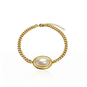 PULSEIRA OVAL PEROLADA B. OURO 18K
