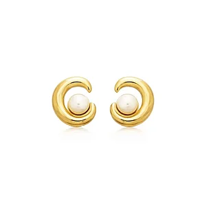 BRINCO MEIA LUA PÉROLA B. OURO 18K